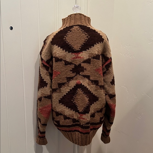 Polo Country Ralph Lauren Wool Hand Knit Patterned Brown Sweater - Picture 5 of 6